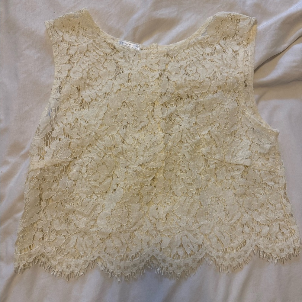 Jenny Yoo Cream Lace Blouse